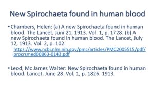 1913 Spirochaeta in blood