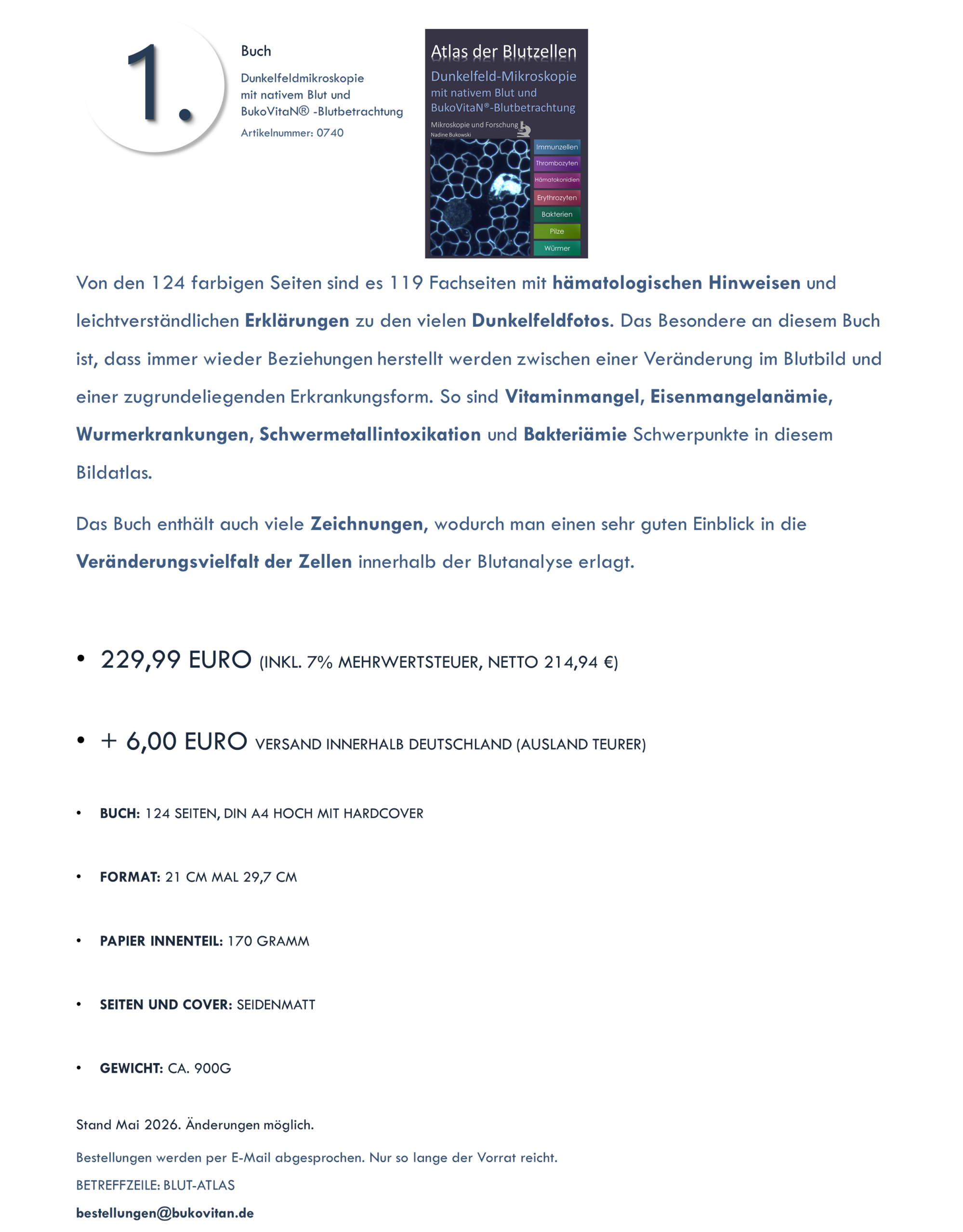 Atlas der Blutzellen für die Dunkelfeld-Mikroskopie